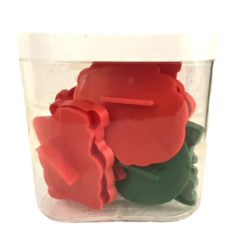 Vtg Trim A Tree Christmas Plastic Cookie Cutters Set Container 10pc Hong Kong